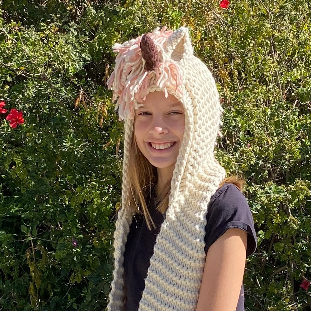 Kids Pink Knit Unicorn Hat/Scarf - Picture 11 of 11